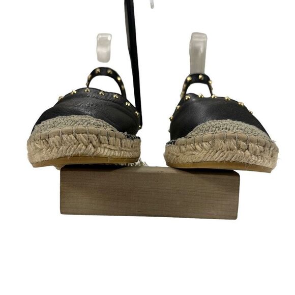 Dune London Joka Black Leather Studded Flat Espadrille ￼Sandals Women’s Size 6 ( - Picture 4 of 8
